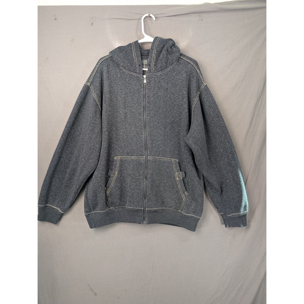 Blue Ink Mens Full Zip Hoodie Color Gray Size Large